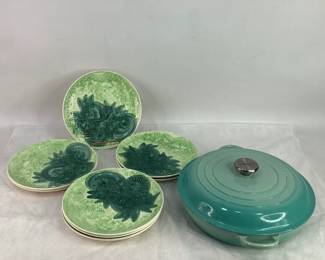 LeCreuset Cast Iron Braiser & Anthroplogie Plates