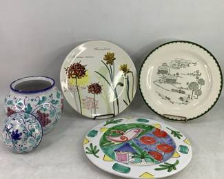 Pottery Canister and Serving Plates
