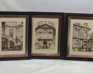 Three Framed French Architectural Prints