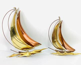 Brutalist Brass & Copper Sail Boats