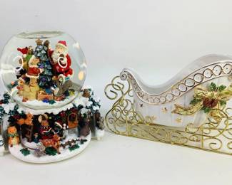Musical Snowglobe and Vintage Sleigh