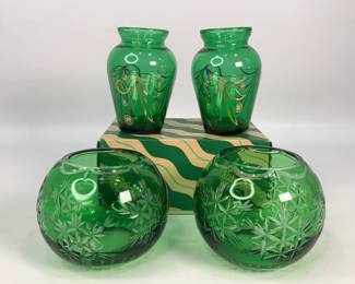 Vintage Anchor Hocking Glass Vase and Votives
