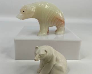 Onyx and Resin Hand Carved Polar Bears