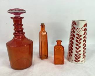 Orange & Cranberry Vintage Glass