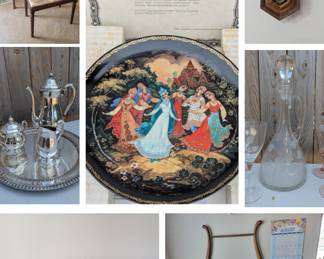 Collectible plates, 3 pc Silver Plated Coffee Set, Vintage Vanity set, Art + MUCH MORE!