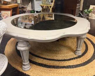 Vintage 1960s table with smoked glass inset top