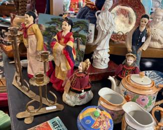 Asian art, figurines, teapots, etc.