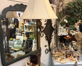 Tall Metal & Wood Antique looking table lamp