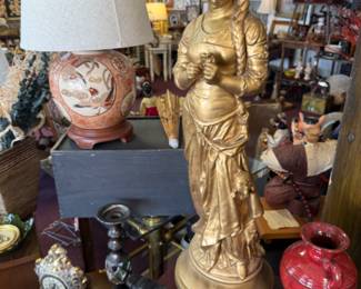 beautiful old statuary, lamps and more