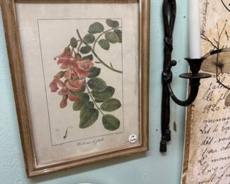 framed art and lots of items that could be used to make a huge wall hanging