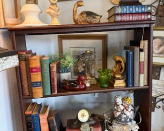 cute wooden shelf, old books, decor