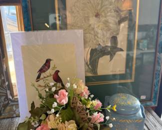 bird art, framed florals and more