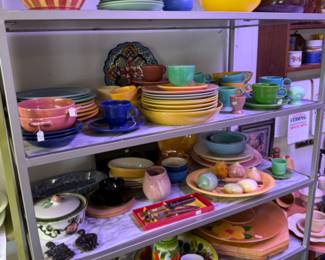 Come see all the colorful kitchen finds and vintage pieces upstairs in the kitchen room