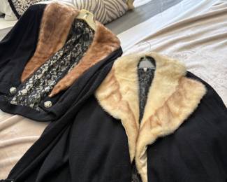 Vintage real fur trim sweaters