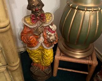 Pair of awesome vintage chalk-ware clowns