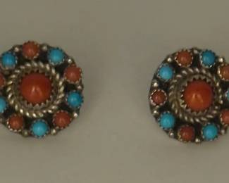 Vintage Sterling earrings with turquoise & coral