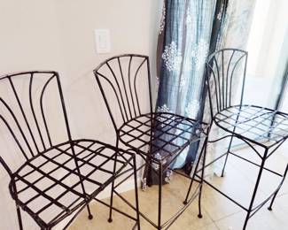 SILVER ANODIZED BLACK ALUMINUM BAR STOOLS, INDOOR/OUTDOOR - WON'T RUST