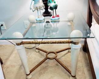 MATCHING BEVELLED GLASS END TABLE