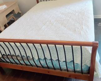 BEAUTIFUL QUEEN WOOD SLEIGH BED, NO MATTRESS