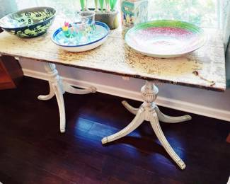 VINTAGE FARMHOUSE CRACKLED DOOR MADE INTO A TABLE