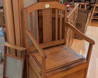 Antique oak commode chair from England