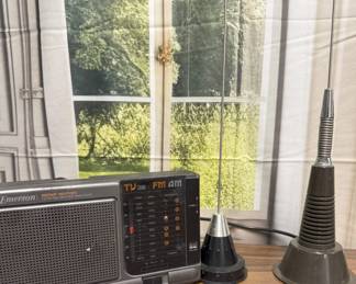 Emerson Analog Weather Radio and Magnetic CB Antenna Pair