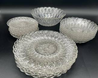 Glass Dish Set w fruit center- Lot of 20