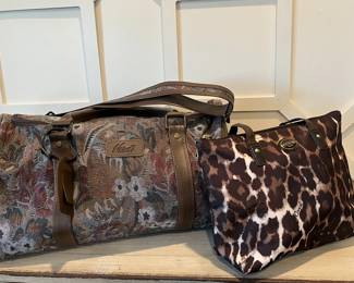 Coach Leopard Tote + Vintage Floral Duffel Lot