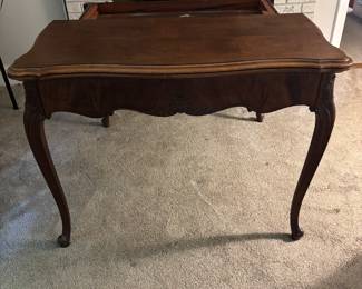 Solid Wood Extendable Wooden Table - fits perfectly up against a wall. Opens up and extends to seat four.
