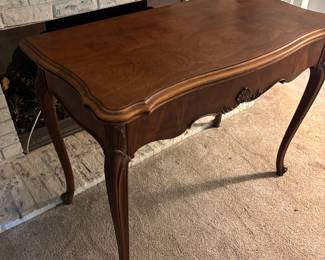 Solid Wood Extendable Wooden Table - fits perfectly up against a wall. Opens up and extends to seat four.
