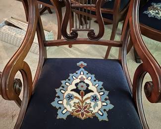 8 Antique chairs with handmade embroidery