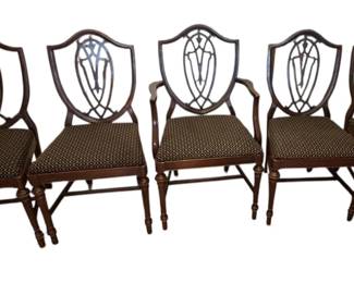 Set of 4 Duncan Phyfe Style Shield Back Dining Side Chairs and 1 Arm Chair