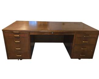 1960s Leopold Vintage Mid Century Modern Walnut Desk