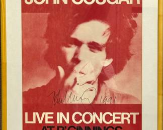 John Cougar 1979 B’Ginnings Concert Poster – Signed by John Mellencamp 1991, Vintage Rock Memorabilia