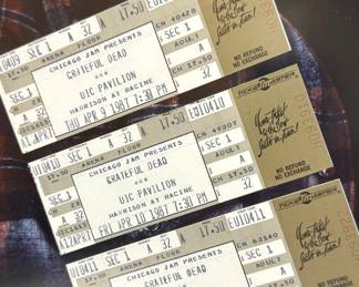 Grateful Dead UIC Pavilion 1987 Framed Display – Jerry Garcia Portrait with Vintage Tickets and Articles