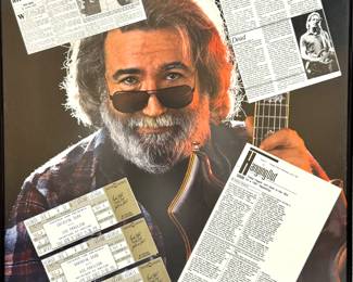 Jerry Garcia & The Grateful Dead Framed 1987 Chicago Concert Memorabilia – Tickets & Newspaper Collage