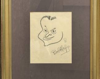 Authentic Bob Hope Hand-Drawn Caricature – Signed Original Comedy Legend Artwork in Frame