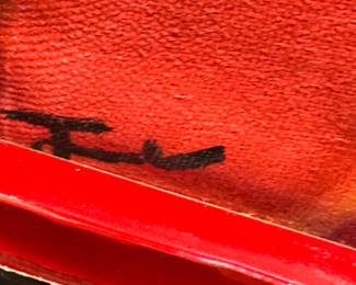 Original Painting of Jazz Conga Drummer – Latin Music Art in Black, White & Red – Signed