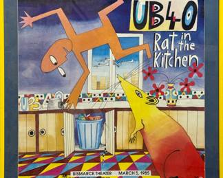 UB40 Rat in the Kitchen 1985 Bismarck Theater Poster – Original Framed Reggae Concert Art