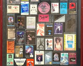 Framed Vintage Backstage Pass Collection – Eric Clapton, Peter Gabriel, Run DMC, Genesis, Diana Ross & More