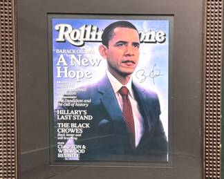 Barack Obama Signed Rolling Stone Poster – ‘A New Hope’ March 2008 Cover, Framed