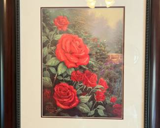 Thomas Kinkade signed Perfect Red Rose painting