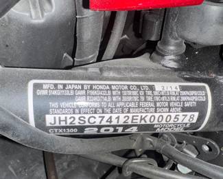 Honda serial number plate 2014