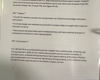 MG restoration manual with parts receipts and expenses associated with restoration.  