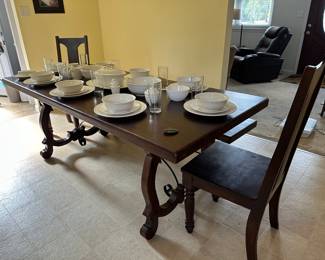 Pier One farm table with bench and two chairs