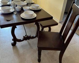 Pier One farm table with bench and two chairs