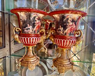 Pair vintage jardinier/ urns