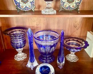 More cobalt cut to clear cut glass