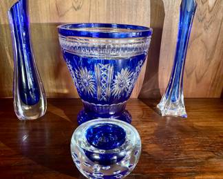 Lots of cobalt cut crystal