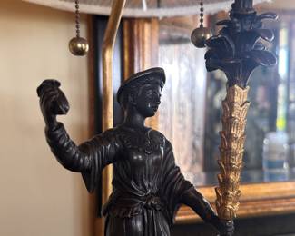 Here a Frederick Copper Table lamp with silk shade